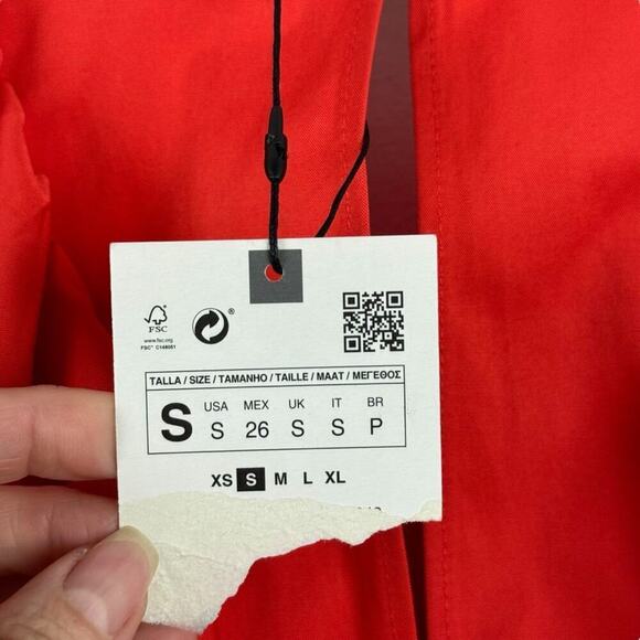 NWT Zara Womens Red Ruffle Mini Dress Blogger Favorite Small 1971/154/649 - Picture 11 of 15